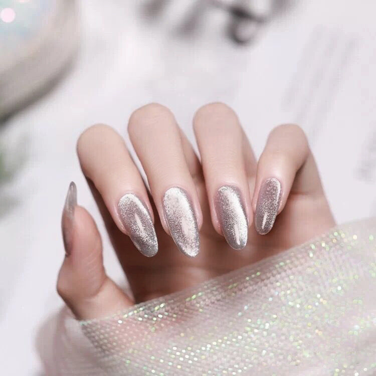 Fashion  nail Tina Finished Nail Beauty Internet Celebrity Same Ins Fake Nails Nail Stickers Crystal Cat's Eye UV Nail L32