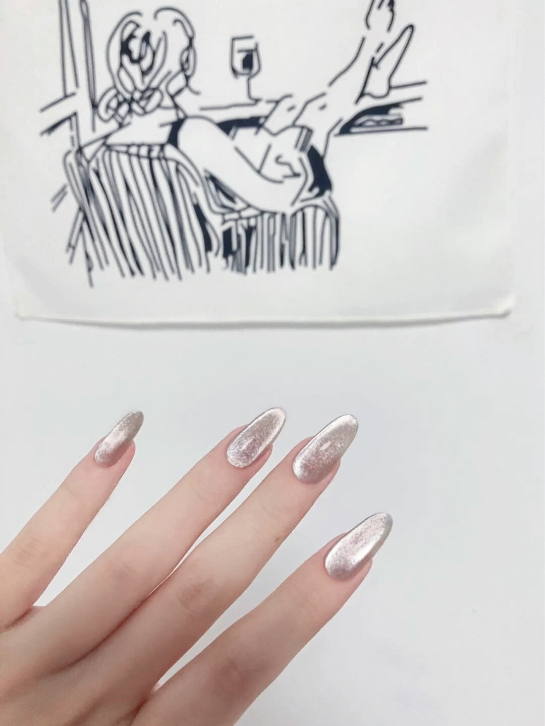 Fashion  nail Tina Finished Nail Beauty Internet Celebrity Same Ins Fake Nails Nail Stickers Crystal Cat's Eye UV Nail L32