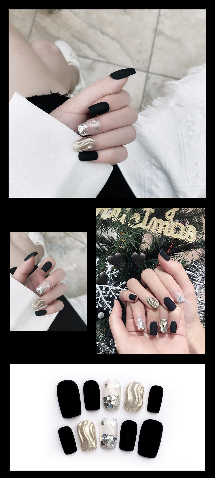 Fashion  nail Tina Finished Nail Beauty Internet Celebrity Same Ins Fake Nails Nail Stickers Wave Ripple UV Nail L67