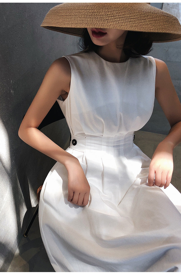 Fashion women's wear  Women's Clothing Sleeveless Dress Graceful Shift Dress Waist Mid-Length Slimming Slip Dress