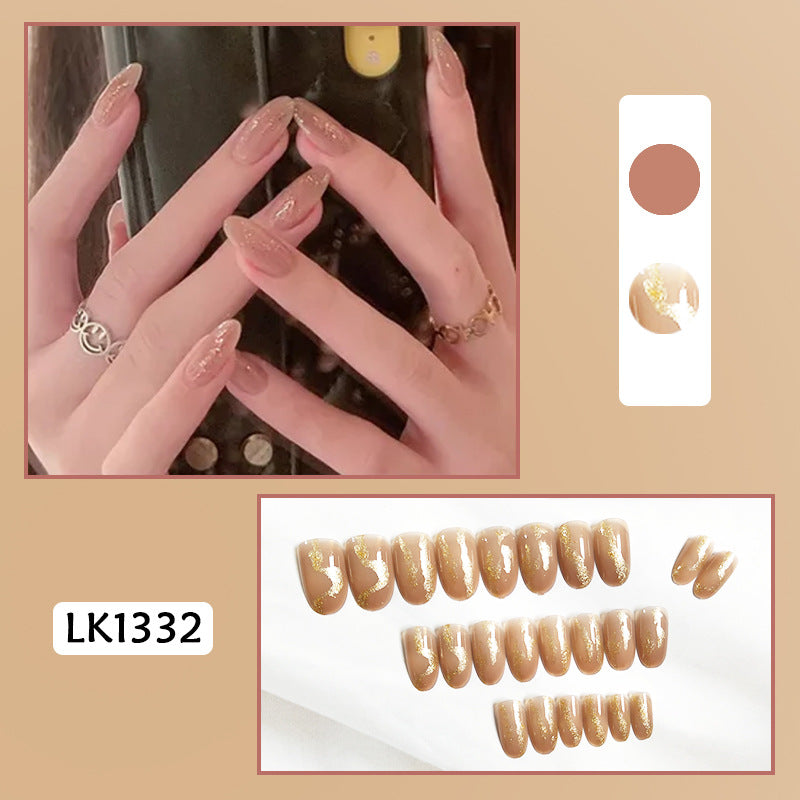 美甲贴片法式指甲片磨砂指甲贴片雏菊假指甲片蜜桃穿戴式美甲成品