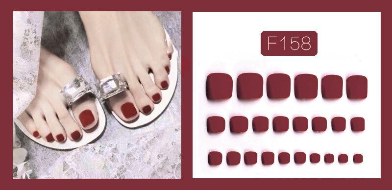 Fashion  nail Fake Nails Wear Nail Toenail Finished Product Nail Tip Matte Solid Color Nail Stickers Removable Nail Patch 24 Pieces