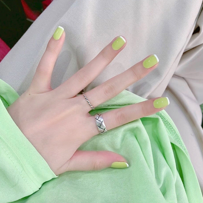 Fashion  nail Fake Nails Finished Nail Beauty Wear Armor Nail Stickers French White Edge Nail Sticker 24 Patch Pack Nail Shaped Piece S113
