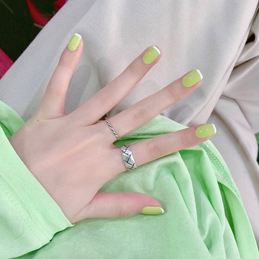 Fashion  nail Fake Nails Finished Nail Beauty Wear Armor Nail Stickers French White Edge Nail Sticker 24 Patch Pack Nail Shaped Piece S113