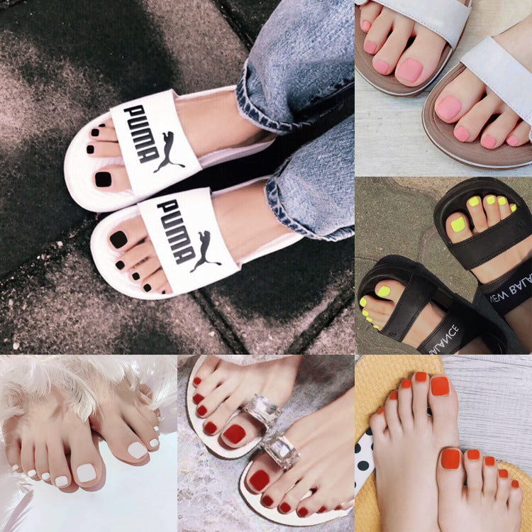 Fashion  nail Fake Nails Wear Nail Toenail Finished Product Nail Tip Matte Solid Color Nail Stickers Removable Nail Patch 24 Pieces