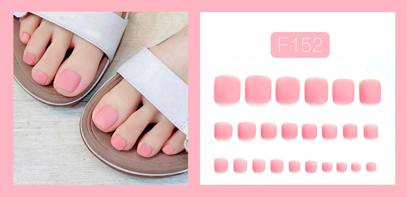 Fashion  nail Fake Nails Wear Nail Toenail Finished Product Nail Tip Matte Solid Color Nail Stickers Removable Nail Patch 24 Pieces