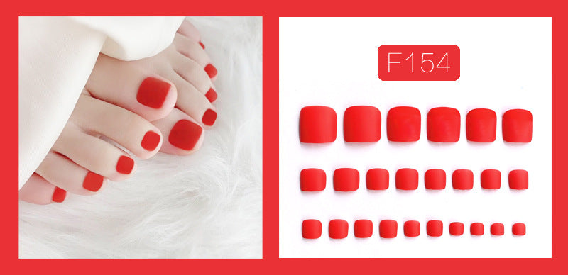 Fashion  nail Fake Nails Wear Nail Toenail Finished Product Nail Tip Matte Solid Color Nail Stickers Removable Nail Patch 24 Pieces