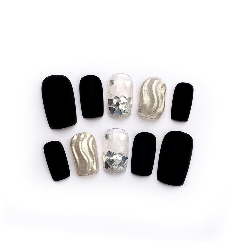 Fashion  nail Tina Finished Nail Beauty Internet Celebrity Same Ins Fake Nails Nail Stickers Wave Ripple UV Nail L67