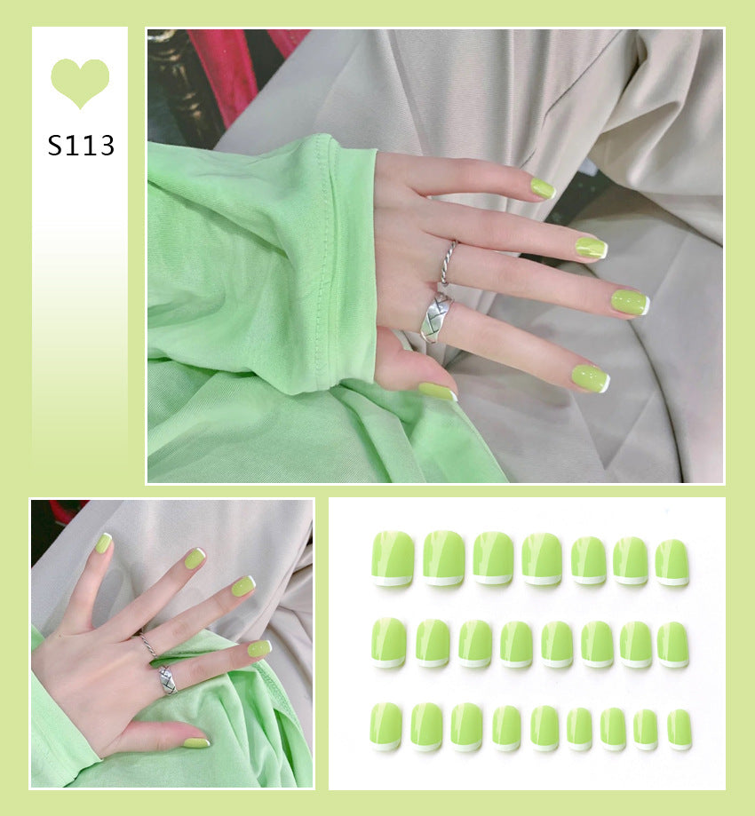 Fashion  nail Fake Nails Finished Nail Beauty Wear Armor Nail Stickers French White Edge Nail Sticker 24 Patch Pack Nail Shaped Piece S113