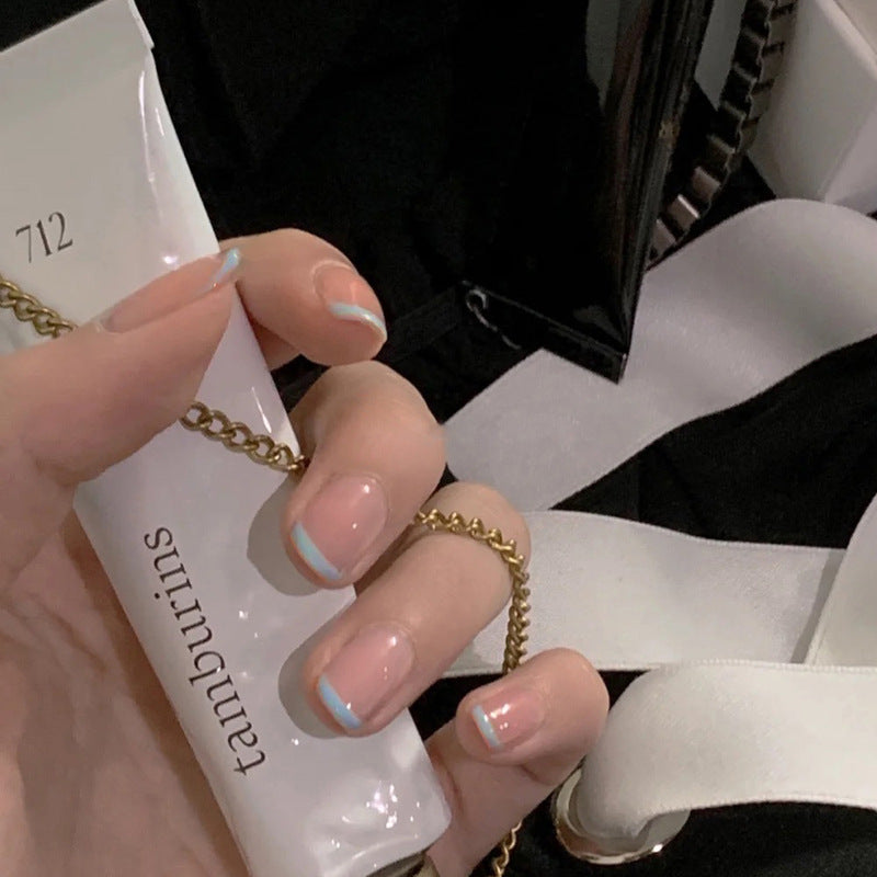 Fashion  nail 2020 New 3D Nail Sticker Nail Sticker Finished Detachable French Fake Nail Tip Wear Nail Stickers S116