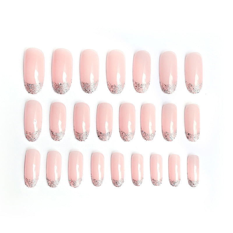 Fashion  nail 2020 New Long European and American Nail Sticker Nail Sticker Finished Product Unloading Glittering Powder Fake Nail Tip Wear Manicure S117