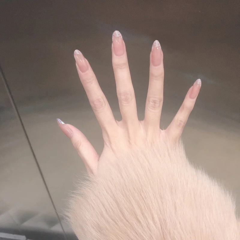 Fashion  nail 2020 New Long European and American Nail Sticker Nail Sticker Finished Product Unloading Glittering Powder Fake Nail Tip Wear Manicure S117