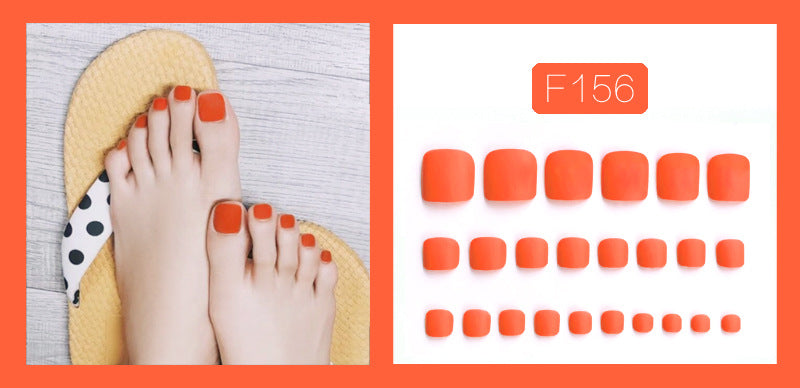 Fashion  nail Fake Nails Wear Nail Toenail Finished Product Nail Tip Matte Solid Color Nail Stickers Removable Nail Patch 24 Pieces