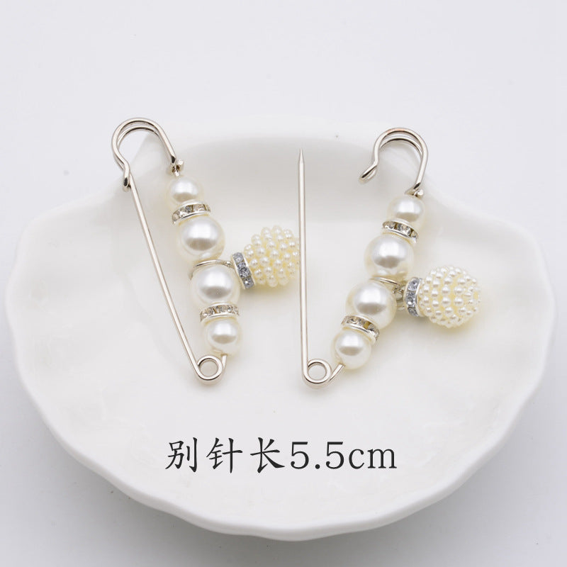 配饰胸针防走光珍珠胸针 女一字高档胸花别针蝴蝶插针丝巾扣 裙口收腰神器