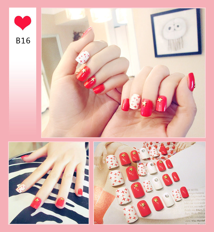 Fashion  nail Internet Celebrity Fake Nail Patch Wear Armor Finished Product Nail Tip Nail Stickers Removable Nail Patch Removable Nail Rhinestone-Sticking
