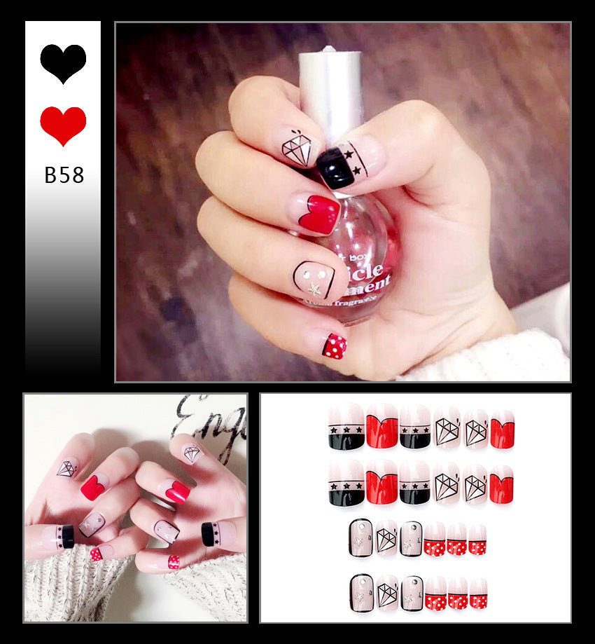 Fashion  nail Internet Celebrity Fake Nail Patch Wear Armor Finished Product Nail Tip Nail Stickers Removable Nail Patch Removable Nail Rhinestone-Sticking