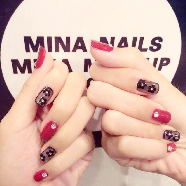 Fashion  nail Internet Celebrity Fake Nail Patch Wear Armor Finished Product Nail Tip Nail Stickers Removable Nail Patch Removable Nail Rhinestone-Sticking