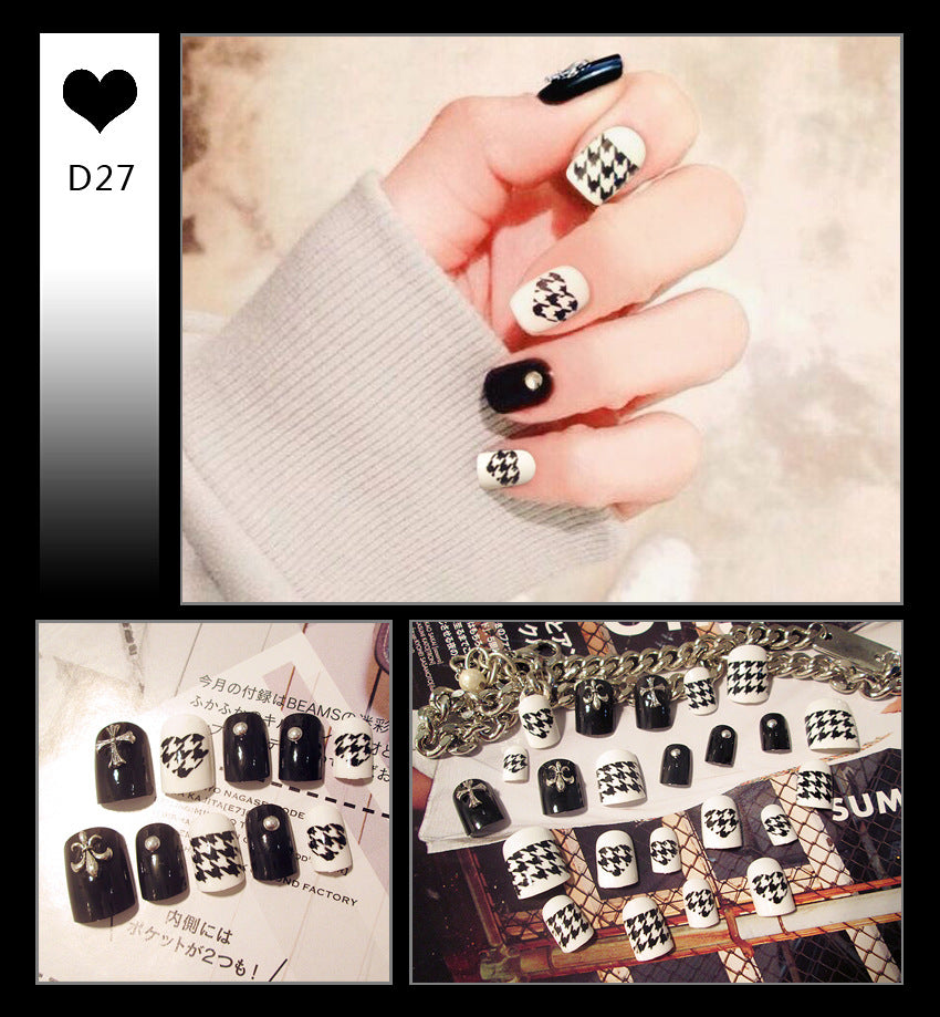 Fashion  nail Internet Celebrity Fake Nail Patch Wear Armor Finished Product Nail Tip Nail Stickers Removable Nail Patch Removable Nail Rhinestone-Sticking