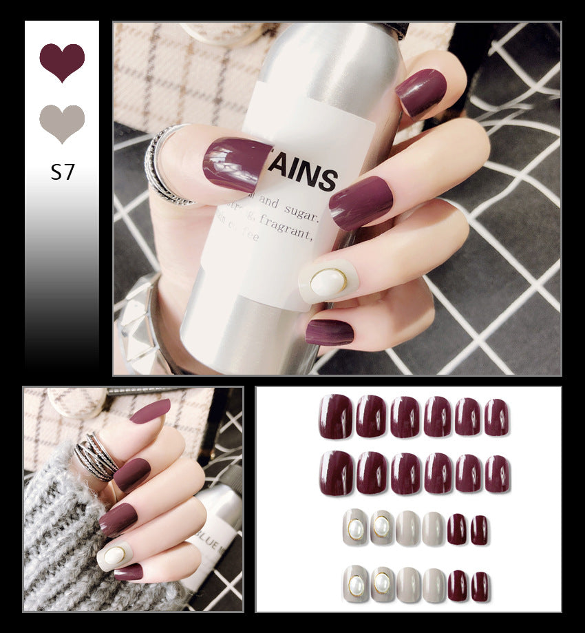 Fashion  nail Internet Celebrity Fake Nail Patch Wear Armor Finished Product Nail Tip Nail Stickers Removable Nail Patch Removable Nail Rhinestone-Sticking