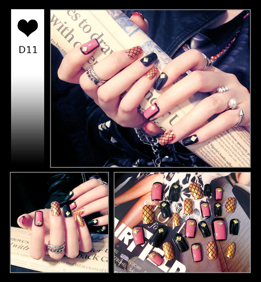 Fashion  nail Internet Celebrity Fake Nail Patch Wear Armor Finished Product Nail Tip Nail Stickers Removable Nail Patch Removable Nail Rhinestone-Sticking