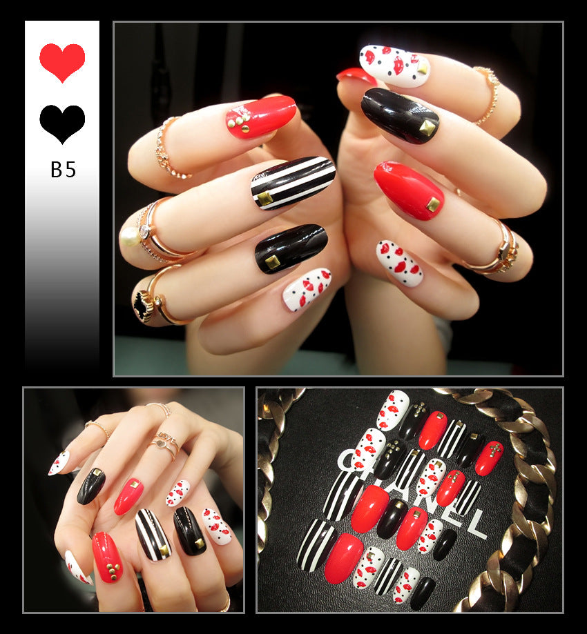 Fashion  nail Internet Celebrity Fake Nail Patch Wear Armor Finished Product Nail Tip Nail Stickers Removable Nail Patch Removable Nail Rhinestone-Sticking
