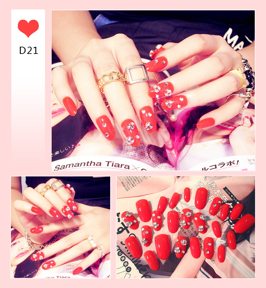 Fashion  nail Internet Celebrity Fake Nail Patch Wear Armor Finished Product Nail Tip Nail Stickers Removable Nail Patch Removable Nail Rhinestone-Sticking