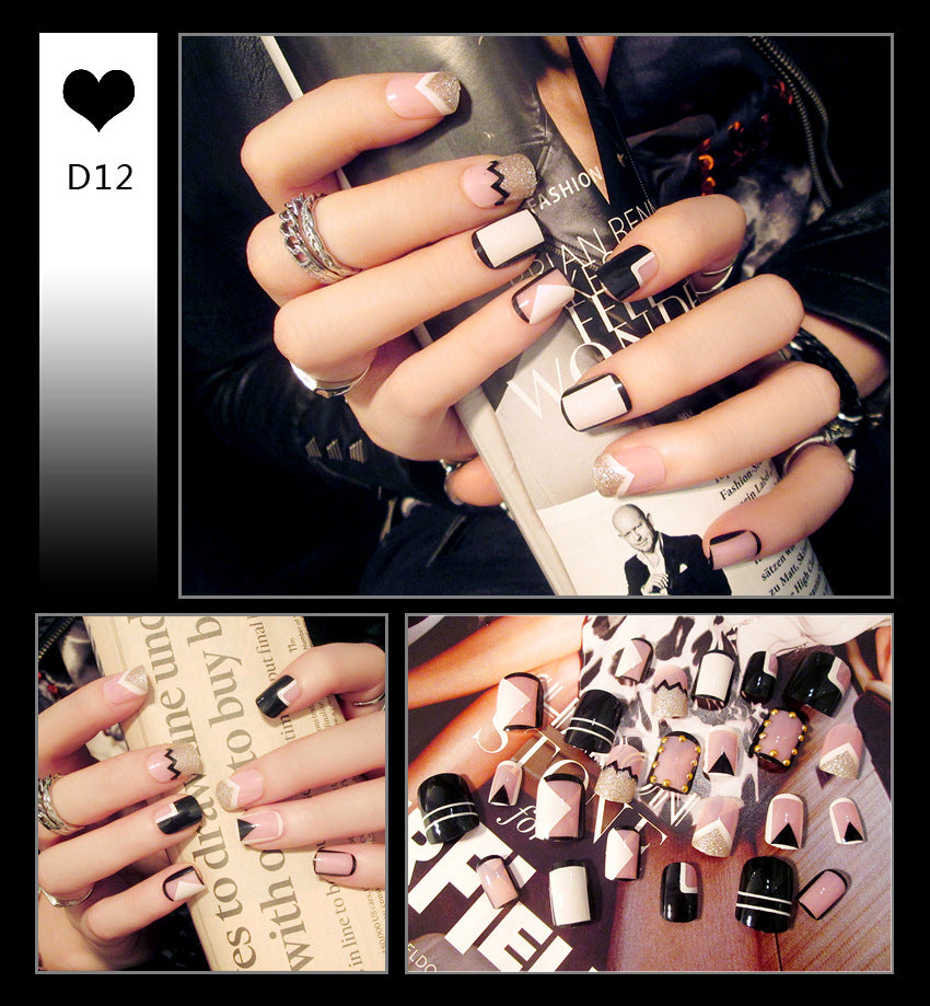 Fashion  nail Internet Celebrity Fake Nail Patch Wear Armor Finished Product Nail Tip Nail Stickers Removable Nail Patch Removable Nail Rhinestone-Sticking