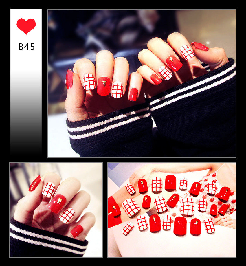 Fashion  nail Internet Celebrity Fake Nail Patch Wear Armor Finished Product Nail Tip Nail Stickers Removable Nail Patch Removable Nail Rhinestone-Sticking
