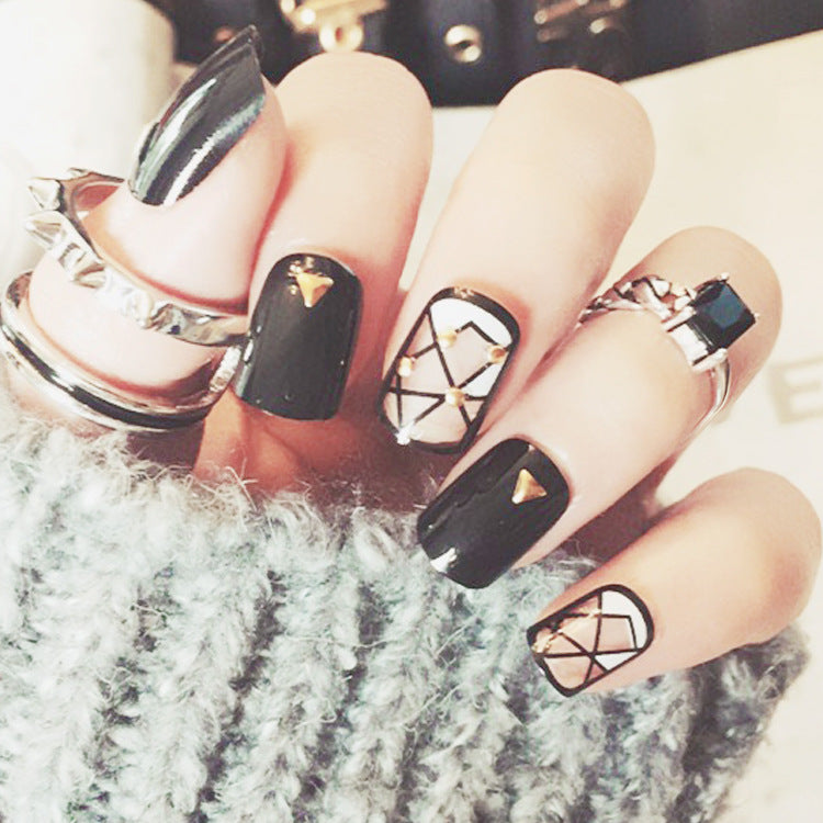 Fashion  nail Internet Celebrity Fake Nail Patch Wear Armor Finished Product Nail Tip Nail Stickers Removable Nail Patch Removable Nail Rhinestone-Sticking