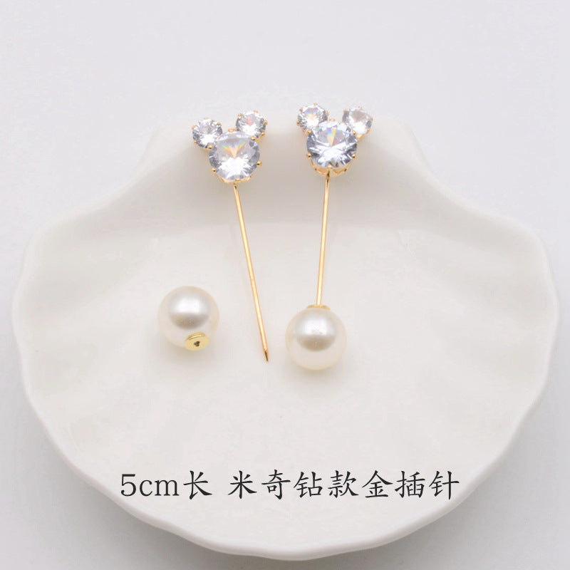 配饰胸针防走光珍珠胸针 女一字高档胸花别针蝴蝶插针丝巾扣 裙口收腰神器