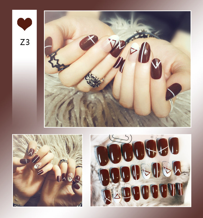 Fashion  nail Tina Finished Nail Beauty Internet Celebrity Same Ins Fake Nails Nail Stickers Wear Nail Back Glue Collection Z