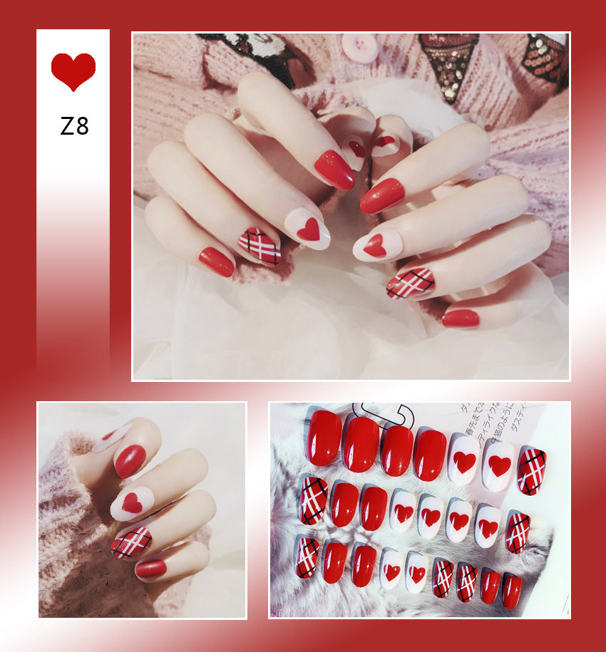 Fashion  nail Tina Finished Nail Beauty Internet Celebrity Same Ins Fake Nails Nail Stickers Wear Nail Glue Collection Z