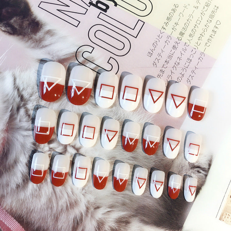 Fashion  nail Tina Finished Nail Beauty Internet Celebrity Same Ins Fake Nails Nail Stickers Wear Nail Back Glue Collection Z