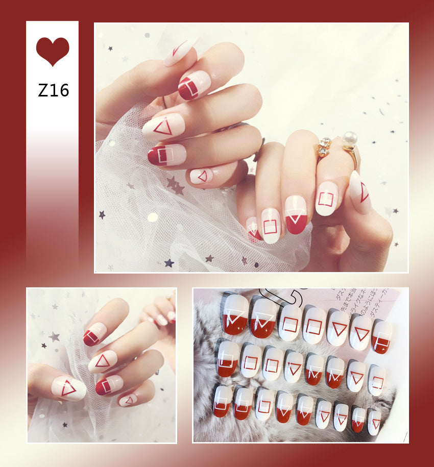 Fashion  nail Tina Finished Nail Beauty Internet Celebrity Same Ins Fake Nails Nail Stickers Wear Nail Back Glue Collection Z