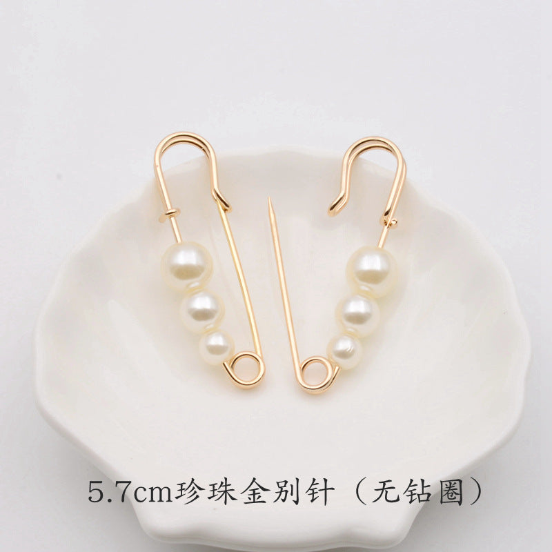 配饰胸针防走光珍珠胸针 女一字高档胸花别针蝴蝶插针丝巾扣 裙口收腰神器