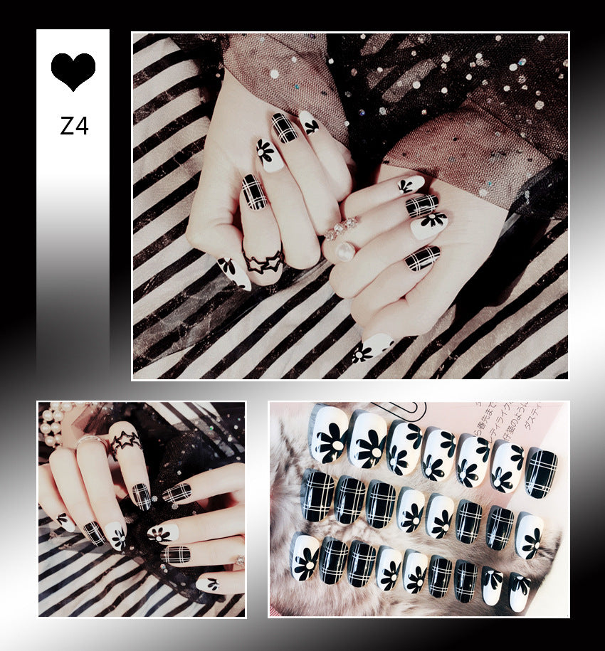 Fashion  nail Tina Finished Nail Beauty Internet Celebrity Same Ins Fake Nails Nail Stickers Wear Nail Back Glue Collection Z