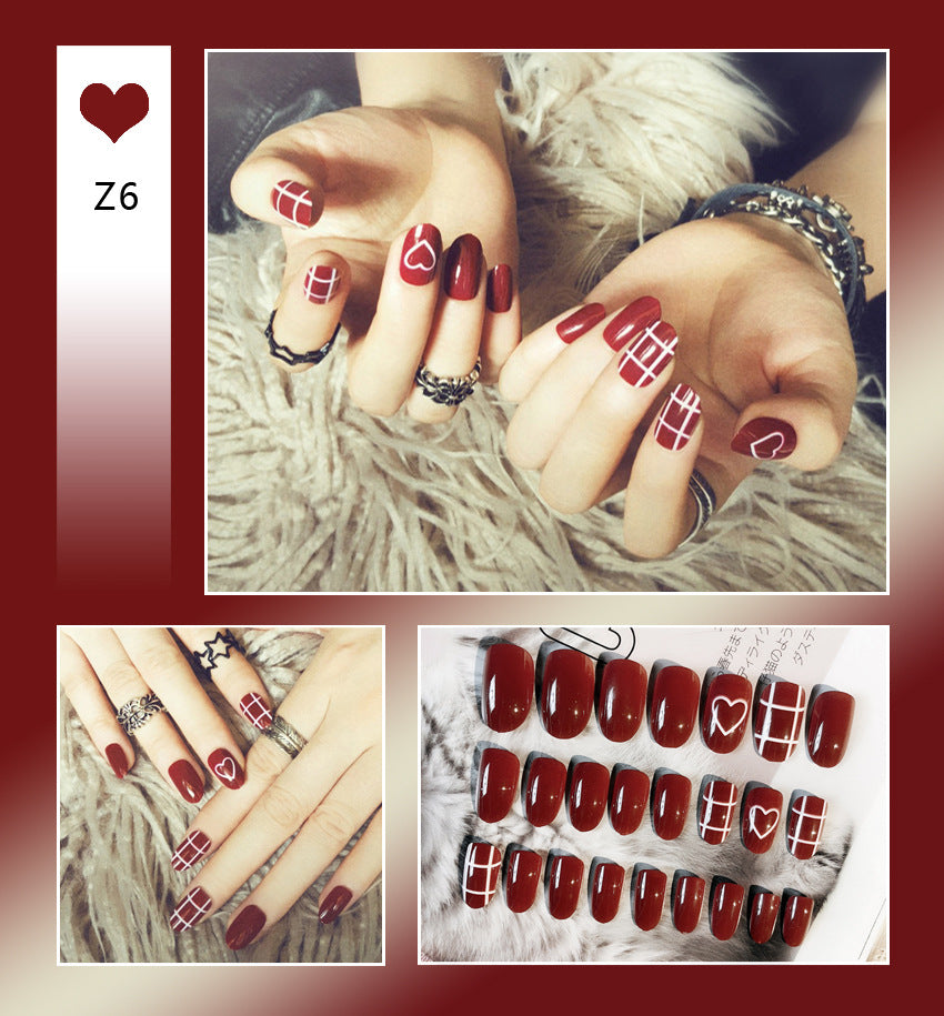 Fashion  nail Tina Finished Nail Beauty Internet Celebrity Same Ins Fake Nails Nail Stickers Wear Nail Back Glue Collection Z