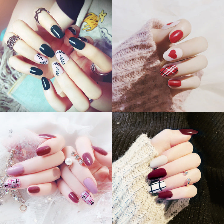 Fashion  nail Tina Finished Nail Beauty Internet Celebrity Same Ins Fake Nails Nail Stickers Wear Nail Glue Collection Z
