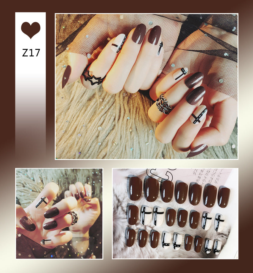 Fashion  nail Tina Finished Nail Beauty Internet Celebrity Same Ins Fake Nails Nail Stickers Wear Nail Back Glue Collection Z