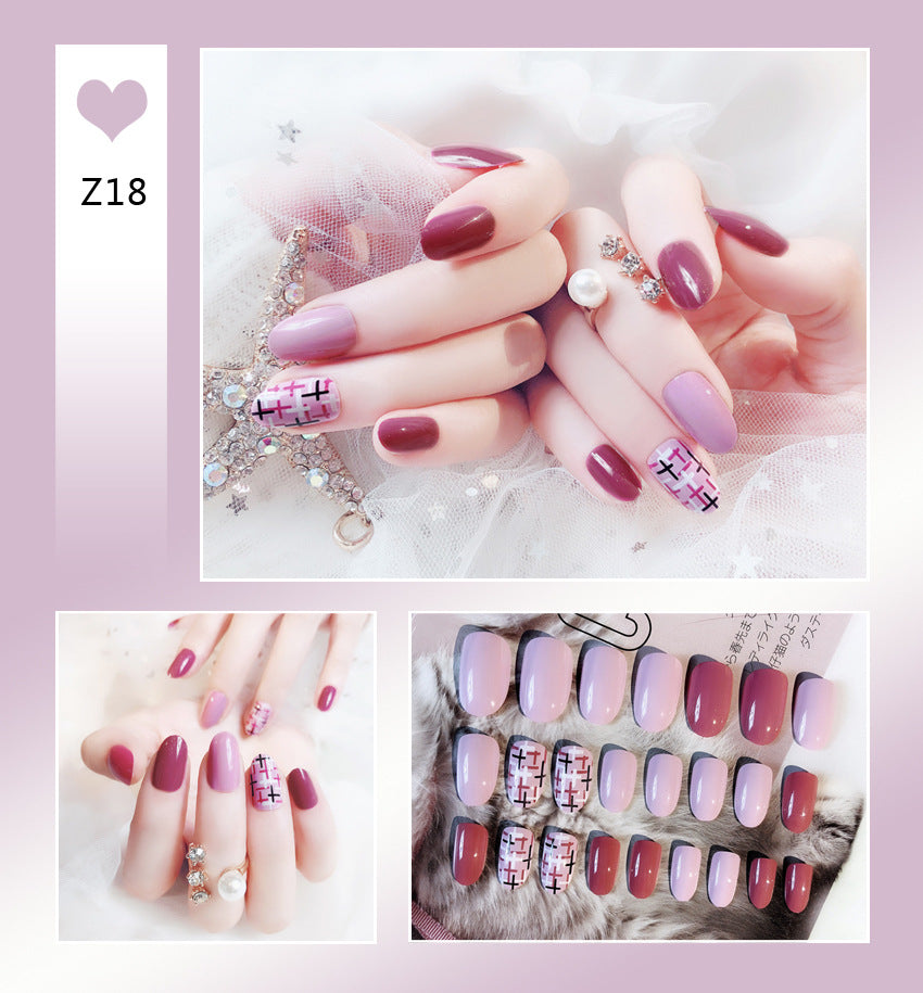 Fashion  nail Tina Finished Nail Beauty Internet Celebrity Same Ins Fake Nails Nail Stickers Wear Nail Glue Collection Z