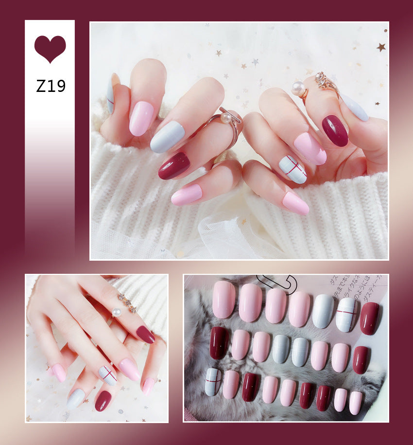 Fashion  nail Tina Finished Nail Beauty Internet Celebrity Same Ins Fake Nails Nail Stickers Wear Nail Glue Collection Z