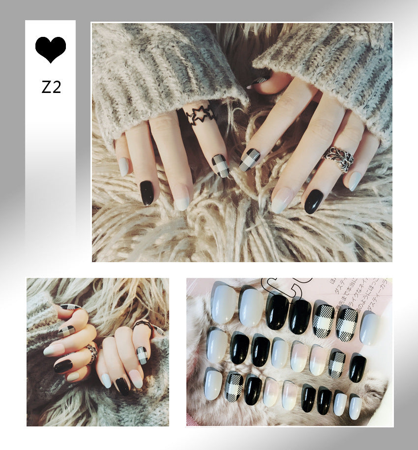 Fashion  nail Tina Finished Nail Beauty Internet Celebrity Same Ins Fake Nails Nail Stickers Wear Nail Back Glue Collection Z