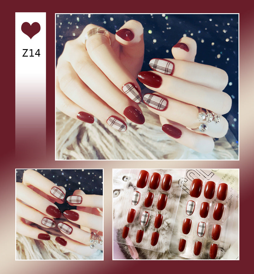 Fashion  nail Tina Finished Nail Beauty Internet Celebrity Same Ins Fake Nails Nail Stickers Wear Nail Back Glue Collection Z