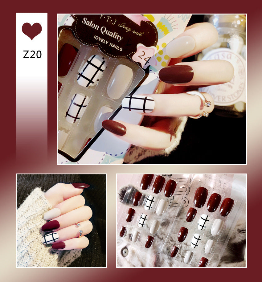Fashion  nail Tina Finished Nail Beauty Internet Celebrity Same Ins Fake Nails Nail Stickers Wear Nail Glue Collection Z