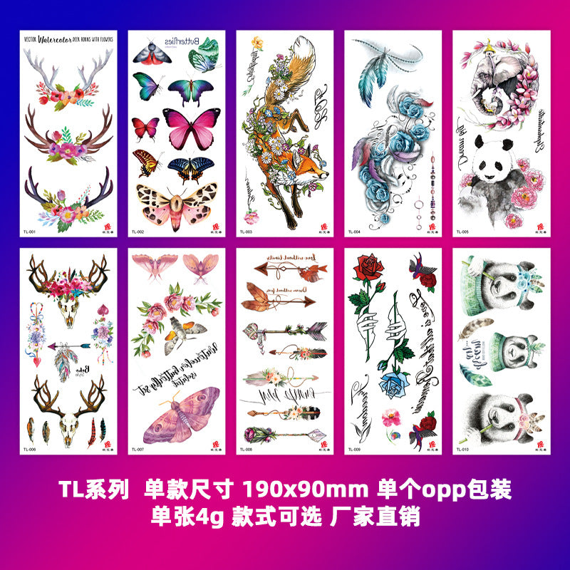 Free shipping Tattoo In Stock Factory Wholesale Tattoo Sticker Flower Animal Tattoo Sticker Waterproof Colorful Plant Animal Tattoo Sticker Tattoo