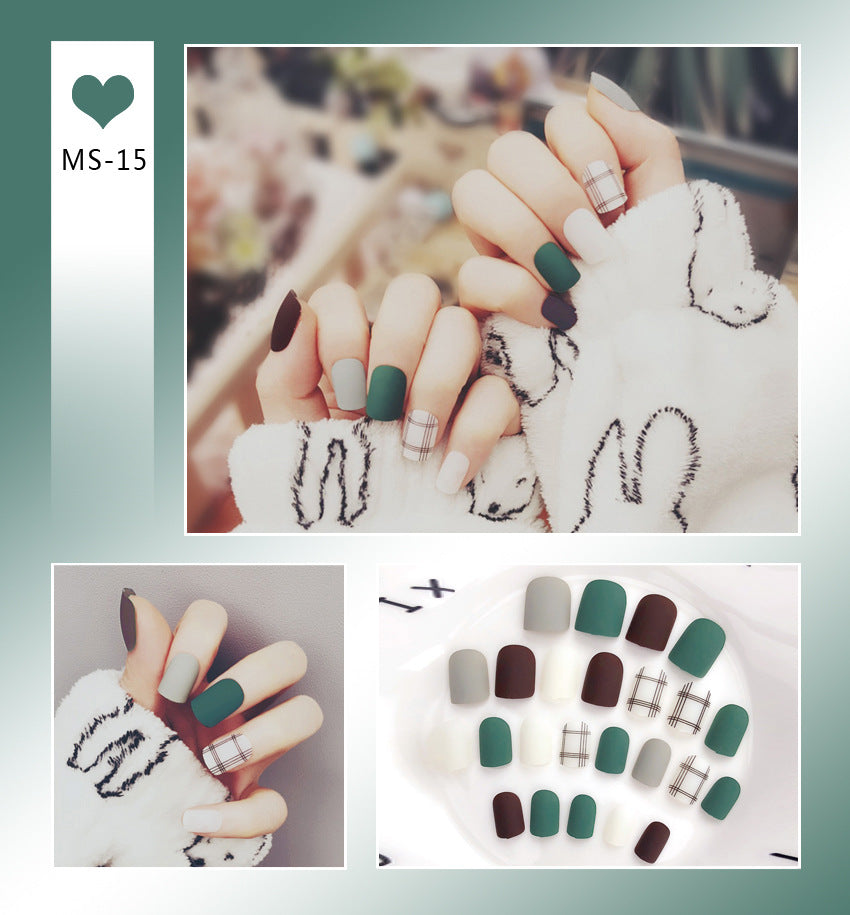 Fashion  nail Internet Celebrity Fake Nail Patch Wear Armor Finished Product Nail Tip Nail Stickers Disassembly Nail Patch Nail Stickers Matte
