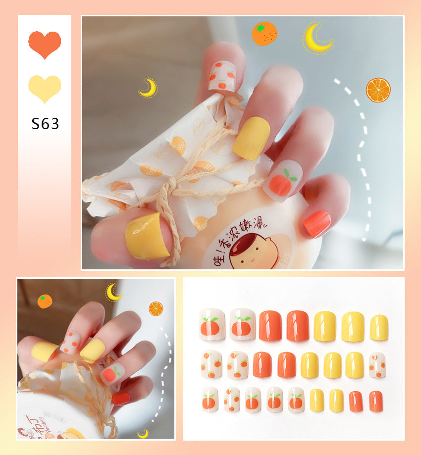 Fashion  nail Online Influencer Pop Fake Nails Wear Armor Finished Product Nail Tip Nail Stickers Removable Nail Patch Anti-24 Pieces