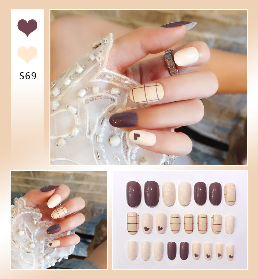 Fashion  nail Online Influencer Pop Fake Nails Wear Armor Finished Product Nail Tip Nail Stickers Removable Nail Patch Anti-24 Pieces