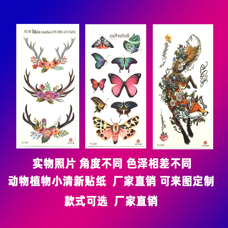 Free shipping Tattoo In Stock Factory Wholesale Tattoo Sticker Flower Animal Tattoo Sticker Waterproof Colorful Plant Animal Tattoo Sticker Tattoo
