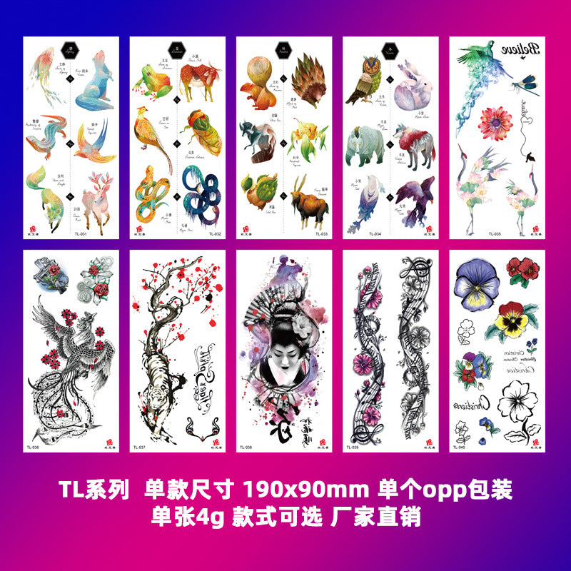 Free shipping Tattoo In Stock Factory Wholesale Tattoo Sticker Flower Animal Tattoo Sticker Waterproof Colorful Plant Animal Tattoo Sticker Tattoo